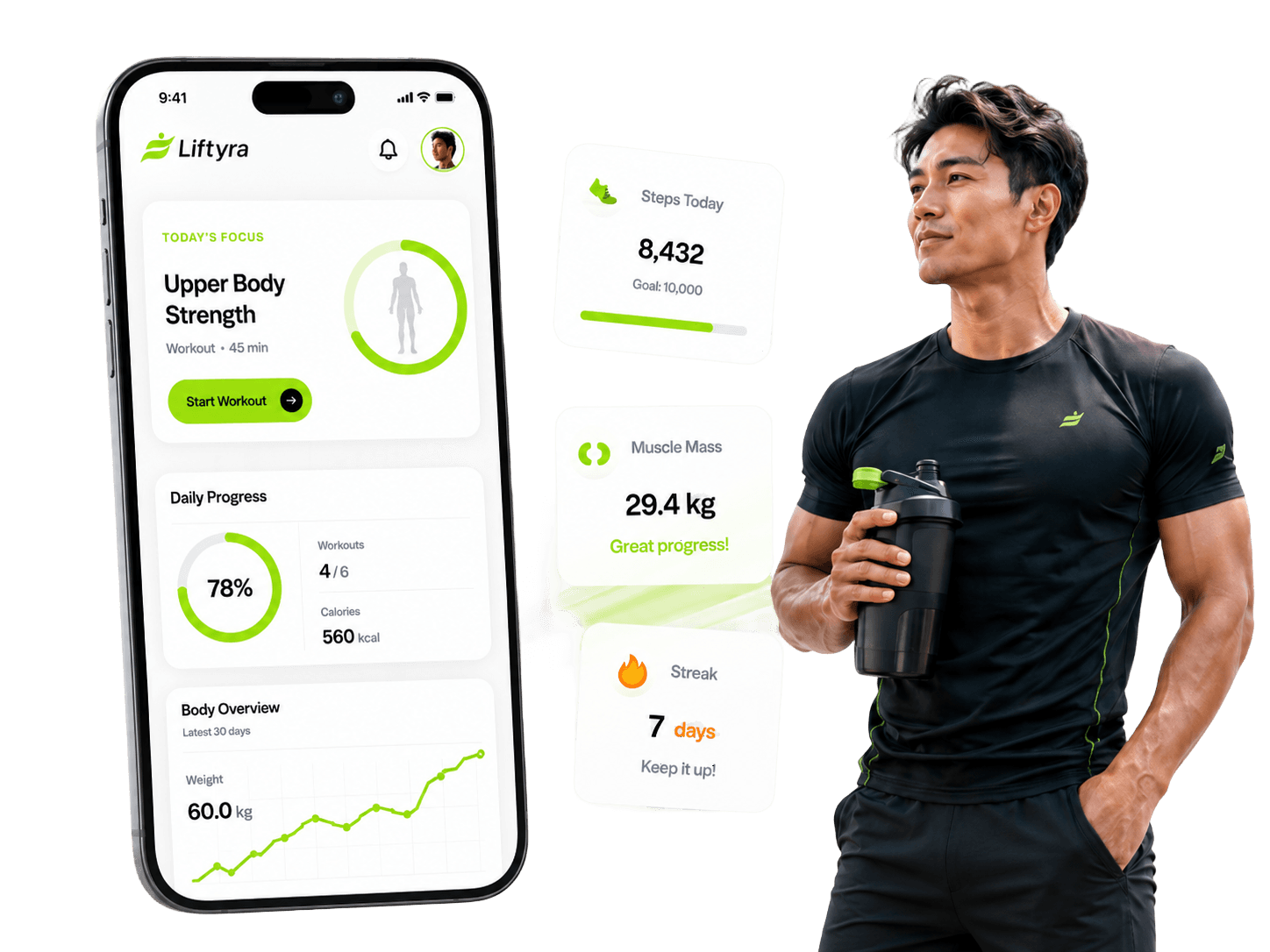 Liftyra workout tracking preview